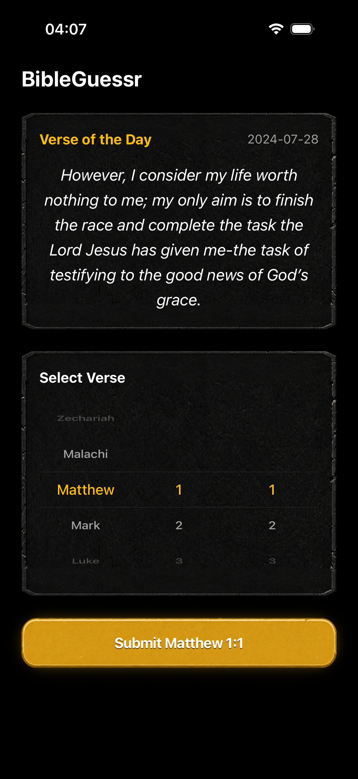 The Daily challenge reference picker